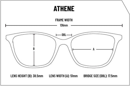 Flying Eyes Athene frame sizing and dimensions diagram
