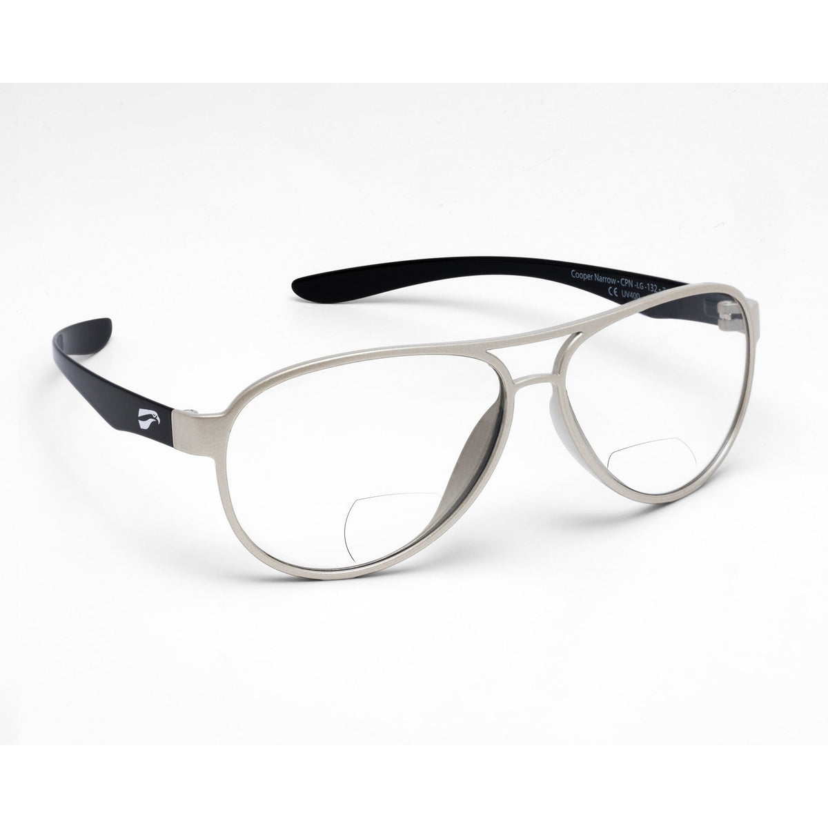Flying Eyes Cooper Aviator bifocal sunglasses CPN-LG-CLR frame and lens