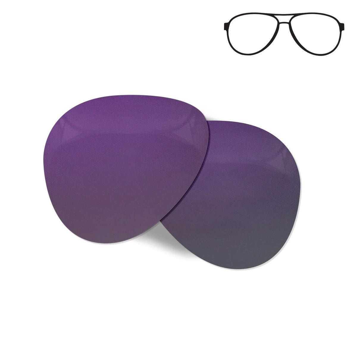 Flying Eyes Cooper Aviator replacement lenses, narrow mirrored amethyst