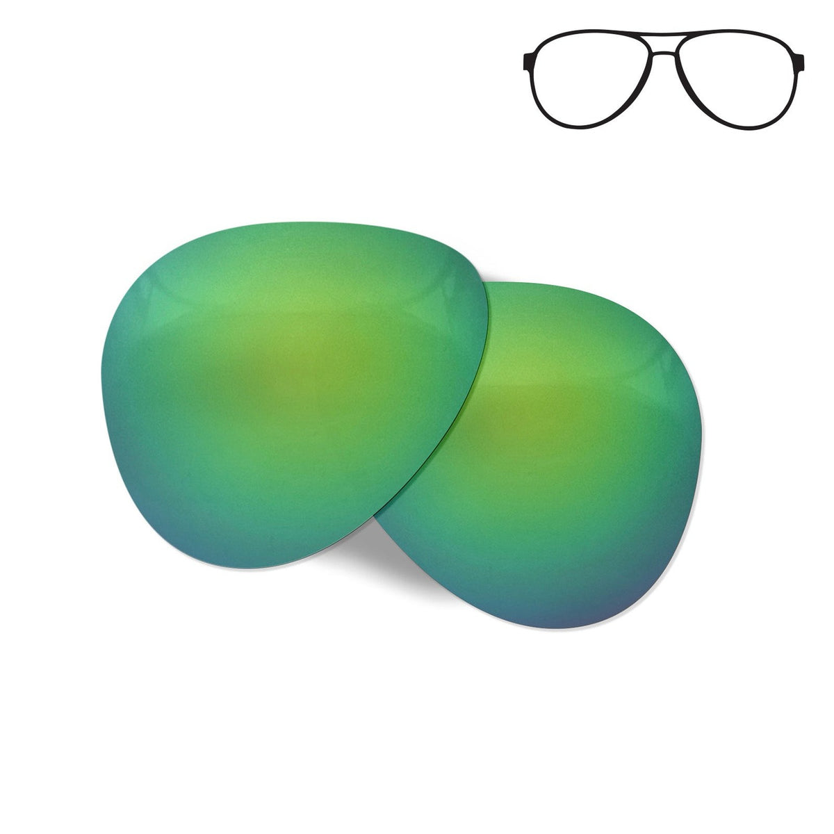 Flying Eyes Cooper Aviator replacement lenses, narrow mirrored emerald