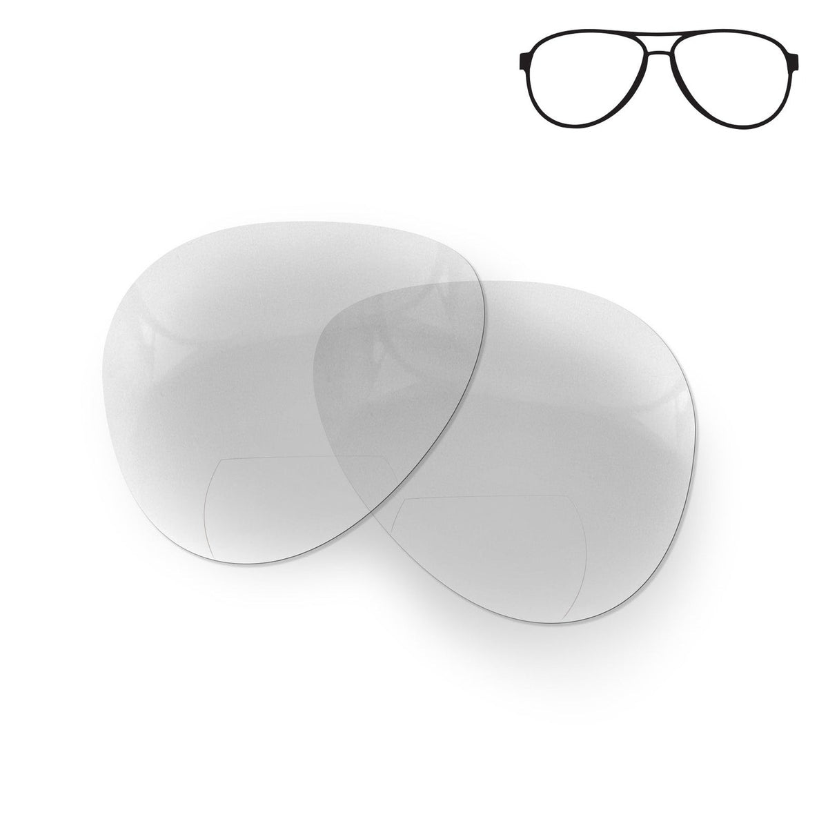 Flying Eyes Cooper Aviator replacement lenses, narrow non-prescription bifocal clear 1 5