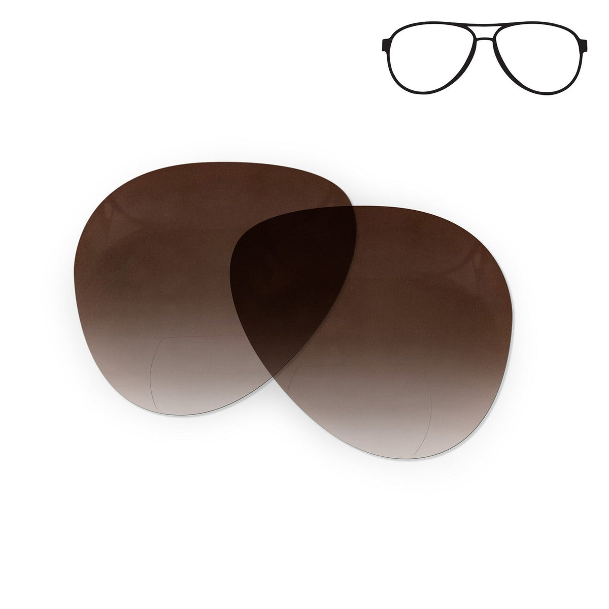 Flying Eyes Cooper Aviator replacement lenses, narrow non-prescription bifocal gradient copper 1 5