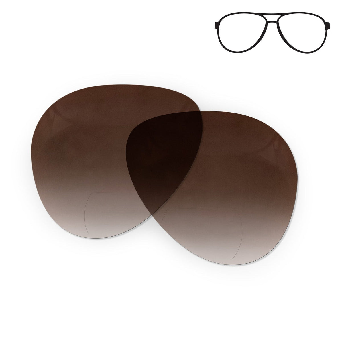 Flying Eyes Cooper Aviator replacement lenses, standard non-prescription bifocal gradient copper 1 5