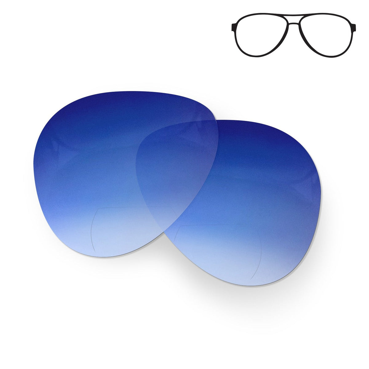 Flying Eyes Cooper Aviator replacement lenses, standard non-prescription bifocal gradient mirrored sapphire 1 5