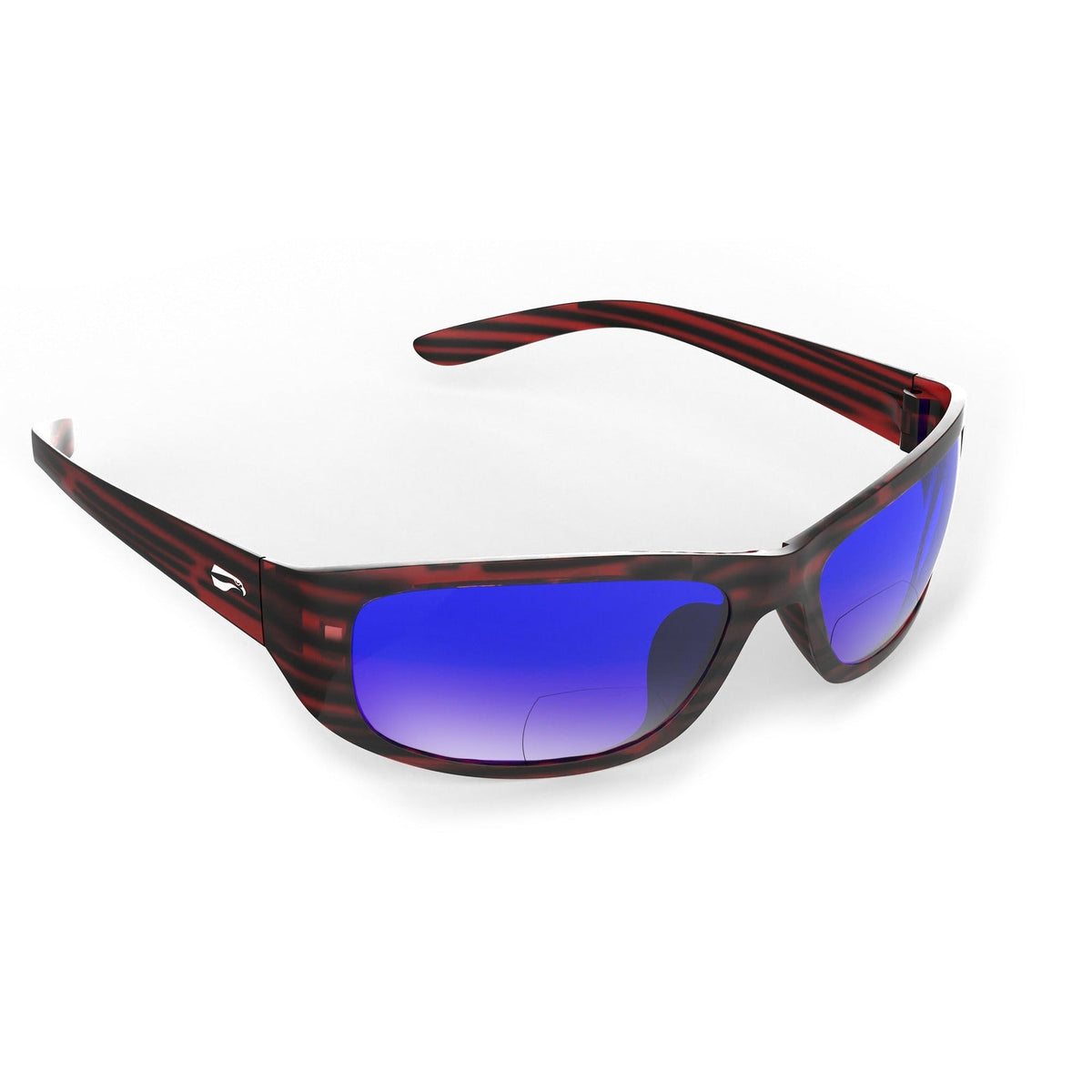 Flying Eyes Golden Eagle Sport Narrow Satin Tortoise bifocal sunglasses with Gradient Mirrored Sapphire lenses