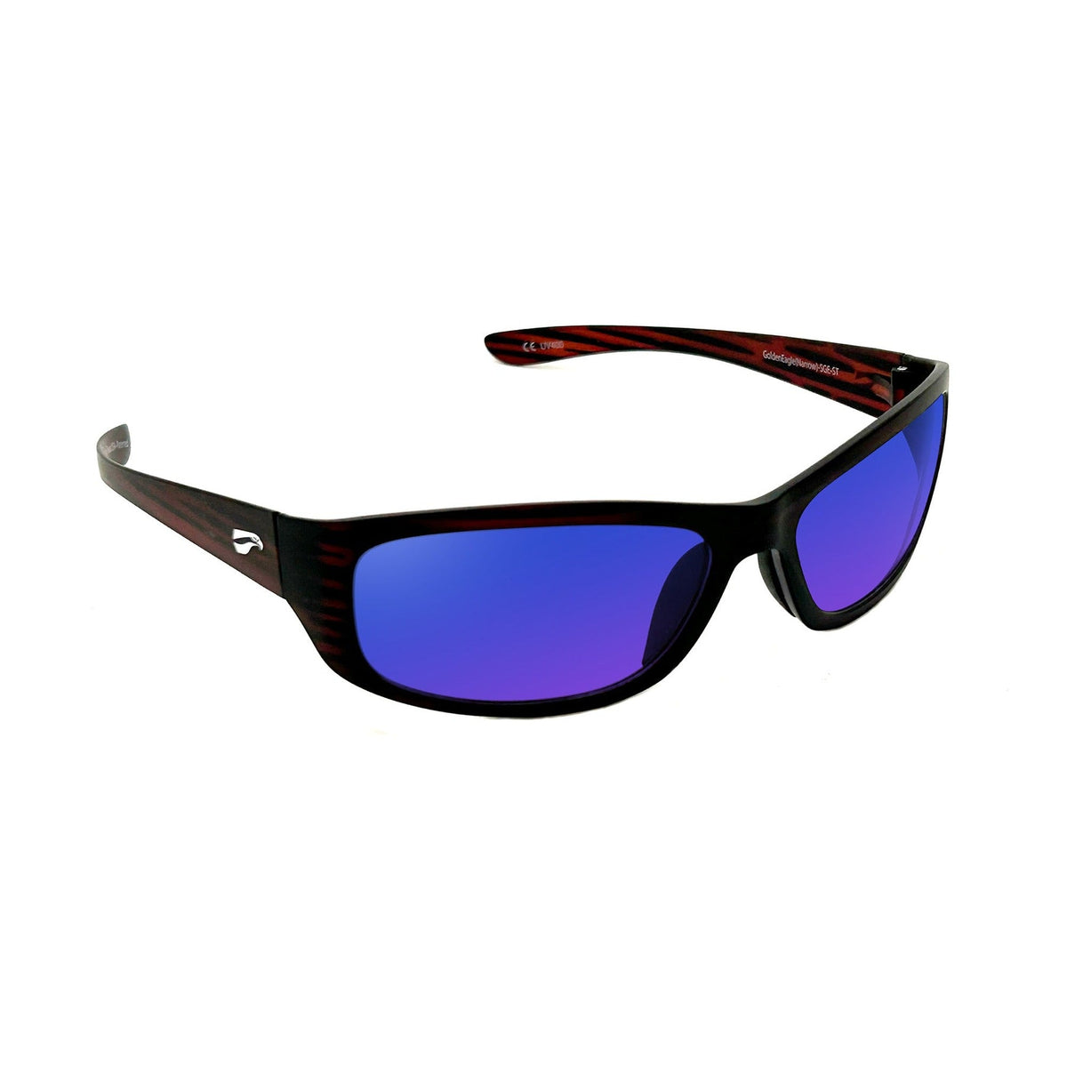 Flying Eyes Golden Eagle Sport Narrow Satin Tortoise sunglasses with Gradient Mirrored Sapphire lenses