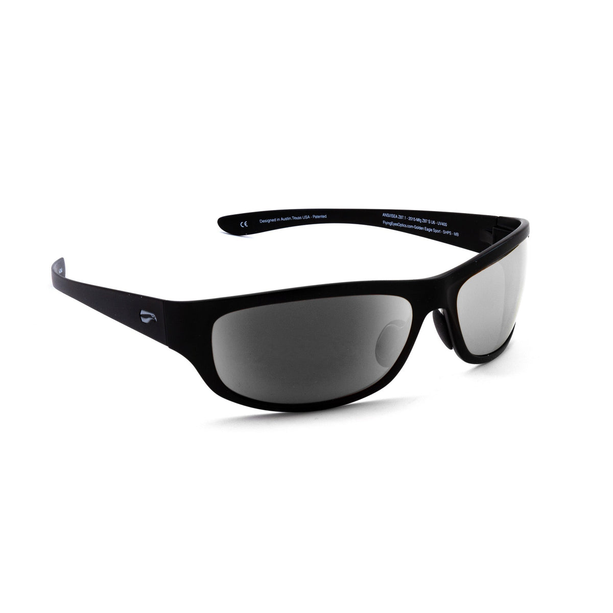 Flying Eyes Golden Eagle Sport Standard Matte Black sunglasses with Mirrored Onyx lenses