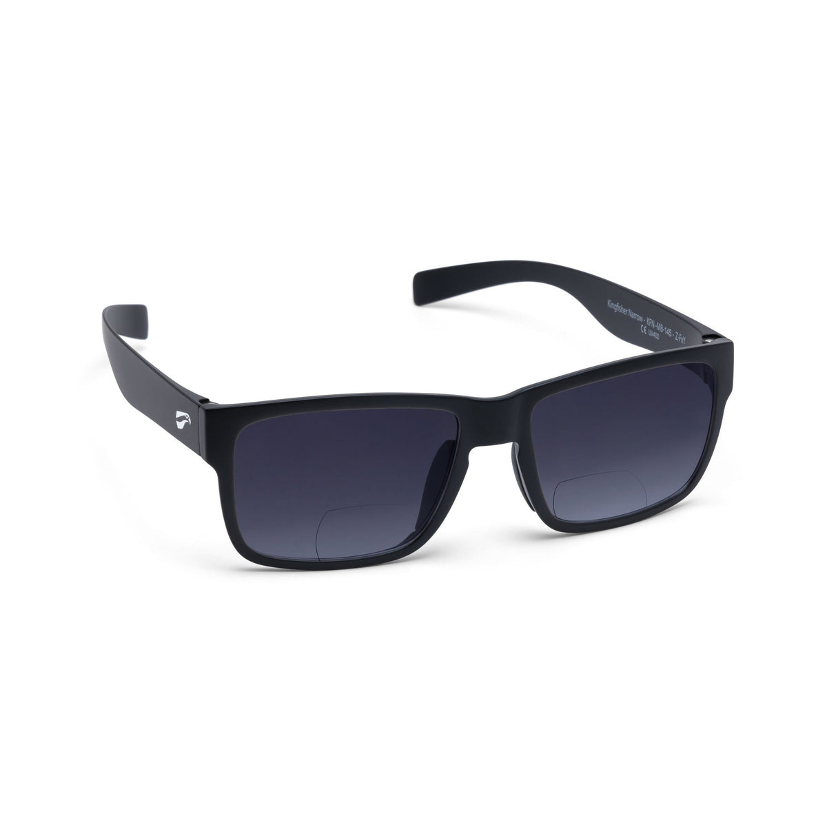 Flying Eyes Kingfisher Narrow bifocal sunglasses, Matte Black frame with Gradient Gray lenses