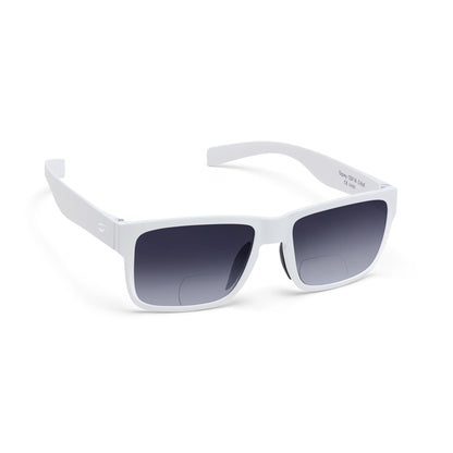 Flying Eyes Kingfisher Narrow bifocal sunglasses, White frame with Gradient Gray lenses