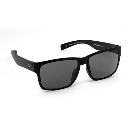 Flying Eyes Kingfisher Narrow Matte Black with solid gray lenses