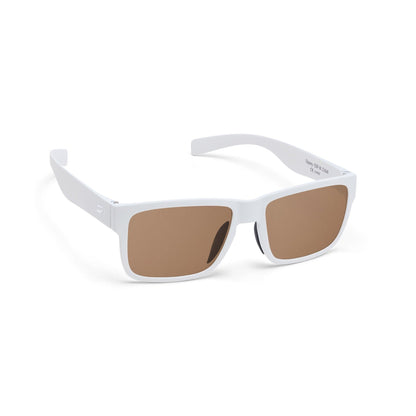 Flying Eyes Kingfisher narrow aviation sunglasses, White frame with Polarized Copper lenses (KFN-W-PCT)