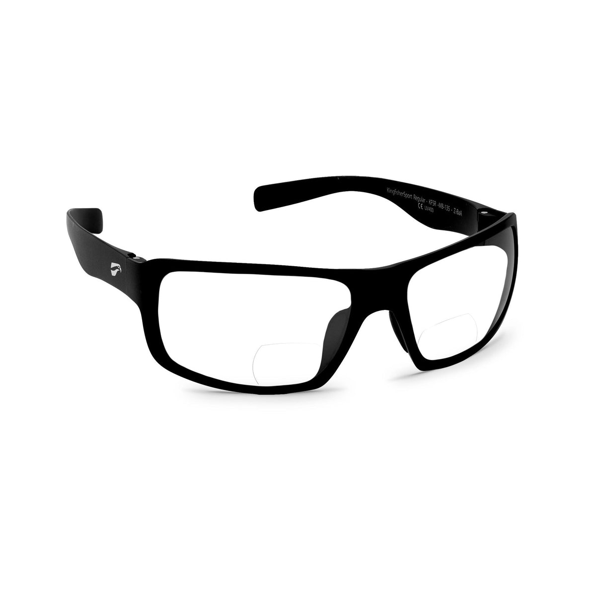 Flying Eyes Kingfisher Sport bifocal sunglasses, Matte Black frame, Clear lenses