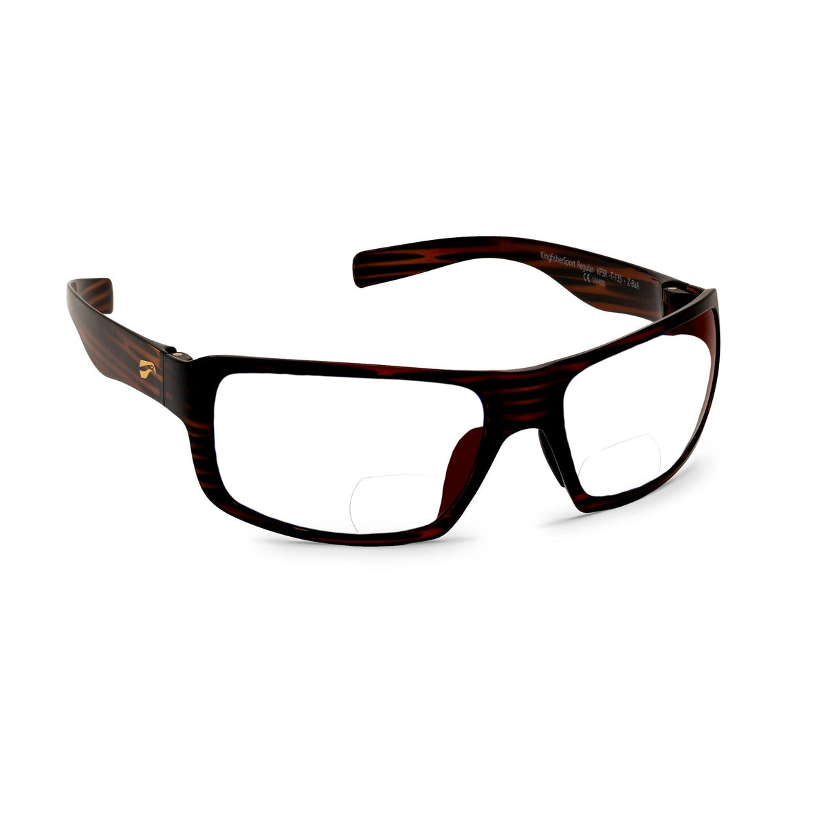 Flying Eyes Kingfisher Sport bifocal sunglasses, tortoise clear frame and lens configuration