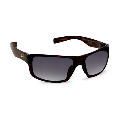 Flying Eyes Kingfisher Sport bifocal sunglasses, tortoise gradient gray tint frame and lens configuration