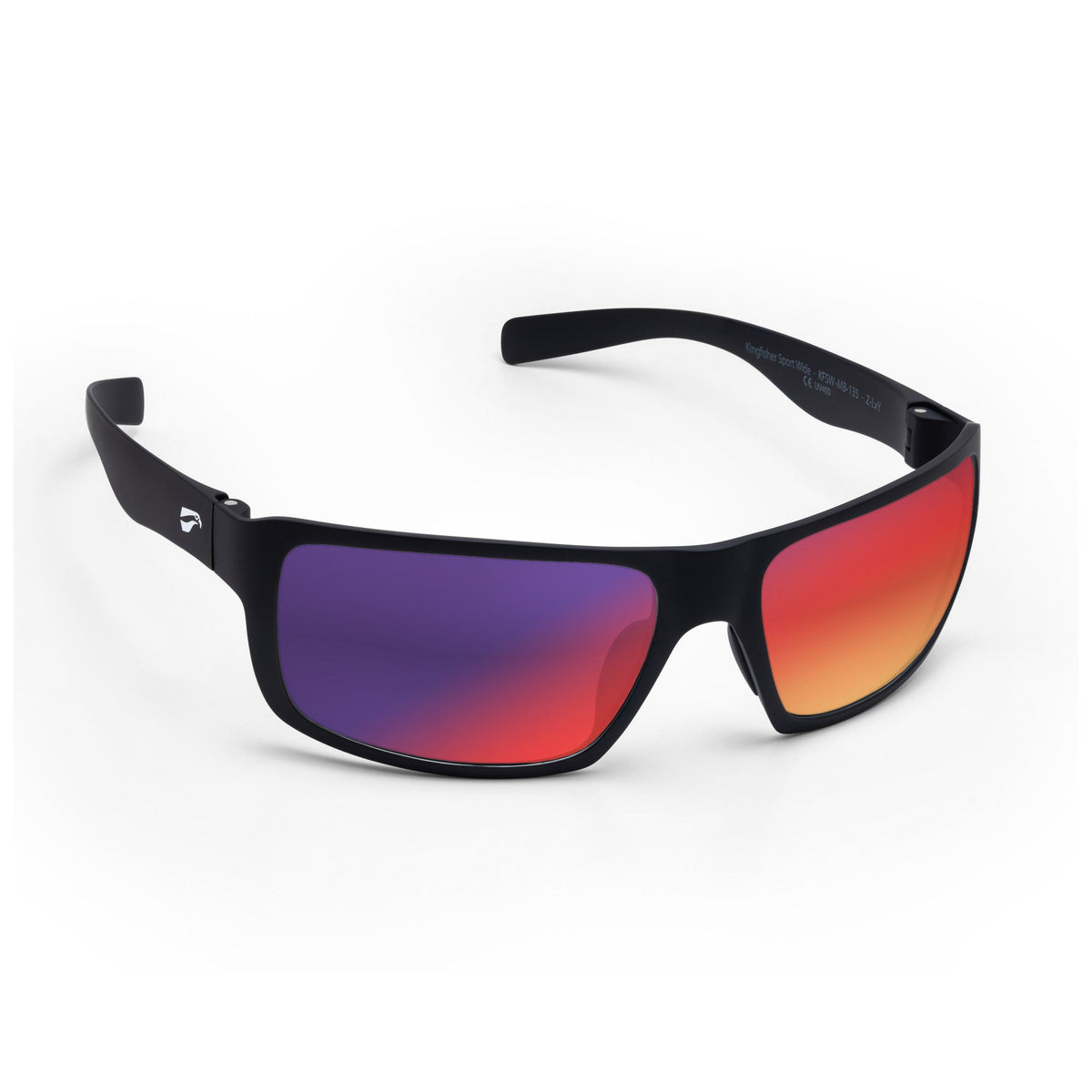 Flying Eyes Kingfisher Sport Wide Matte Black with Mirrored Sunset lens aviation sunglasses