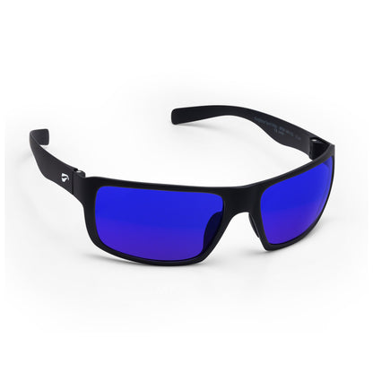 Flying Eyes Kingfisher Sport Wide Matte Black with Mirrored Sapphire lens aviation sunglasses