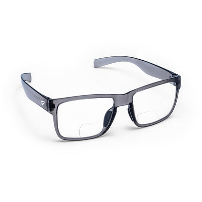 Flying Eyes Kingfisher Wide bifocal sunglasses, Translucent Gray frame with Clear lenses