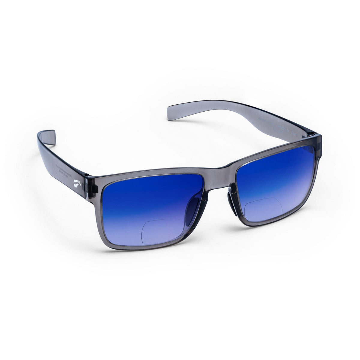 Flying Eyes Kingfisher Wide bifocal sunglasses, Translucent Gray frame with Gradient Mirrored Sapphire lenses