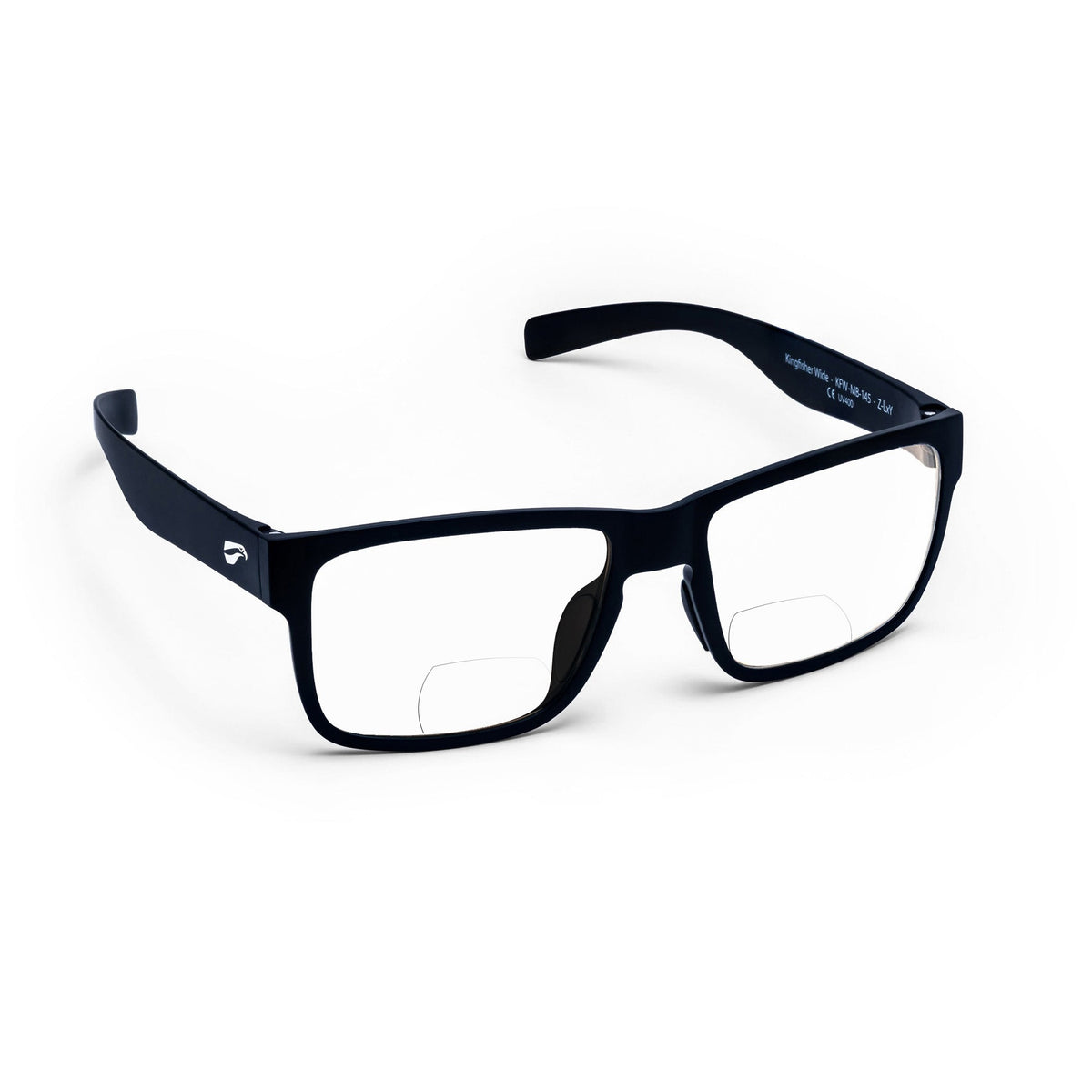 Flying Eyes Kingfisher Wide bifocal sunglasses, Matte Black frame with Clear lenses