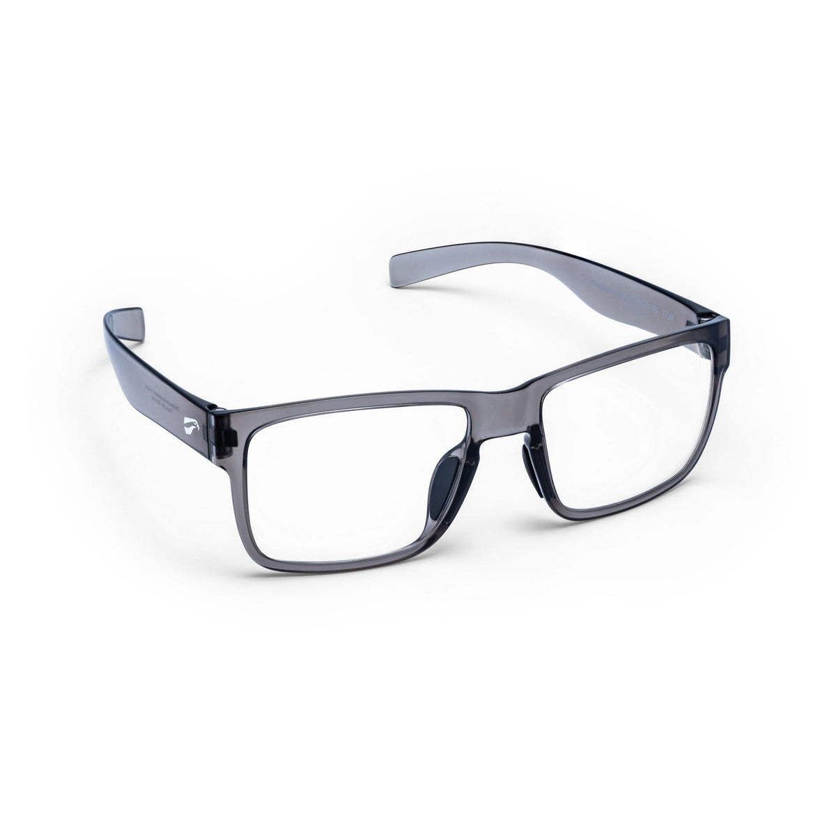 Flying Eyes Kingfisher wide aviation sunglasses, Translucent Gray frame with Clear lenses (KFW-GY-CLR)