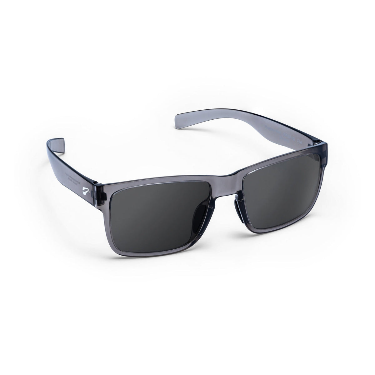 Flying Eyes Kingfisher wide aviation sunglasses, Translucent Gray frame with Polarized Gray lenses (KFW-GY-PGT)