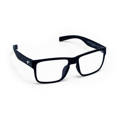 Flying Eyes Kingfisher wide aviation sunglasses, Matte Black frame with Clear lenses (KFW-MB-CLR)