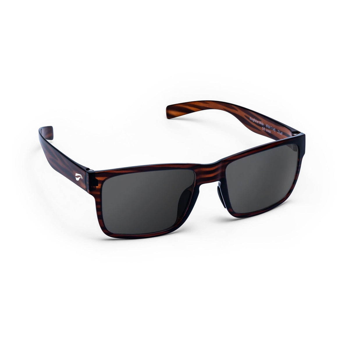 Flying Eyes Kingfisher wide aviation sunglasses, Tortoise frame with Polarized Gray lenses (KFW-T-PGT)