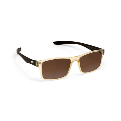 Flying Eyes Luzon non-prescription bifocal glasses, black-tie frame with gradient-copper lenses