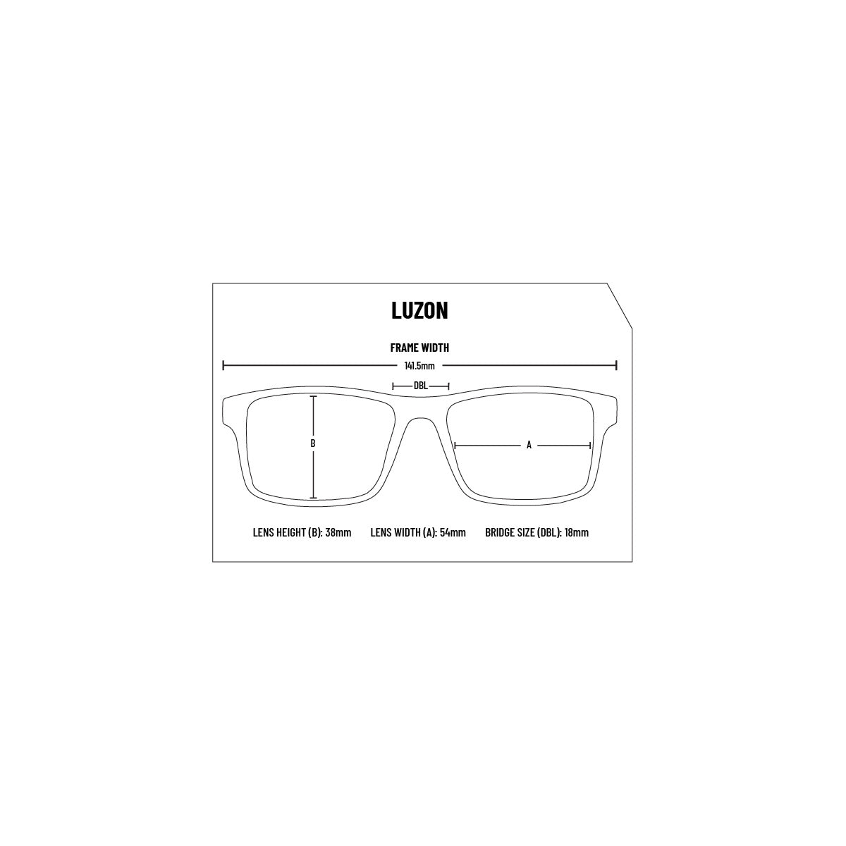 Flying Eyes Luzon bifocal eyewear frame sizing and dimensions chart