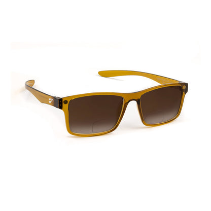 Flying Eyes Luzon non-prescription bifocal glasses, honey-brown frame with gradient-copper lenses