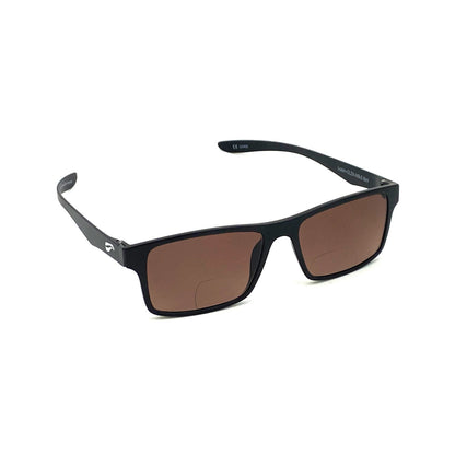 Flying Eyes Luzon non-prescription bifocal glasses, matte-black frame with gradient-copper lenses