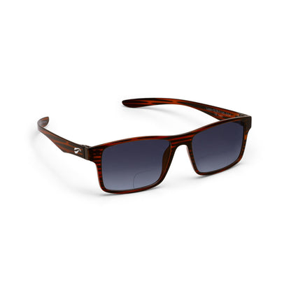 Flying Eyes Luzon non-prescription bifocal glasses, tortoise frame with gradient-gray lenses