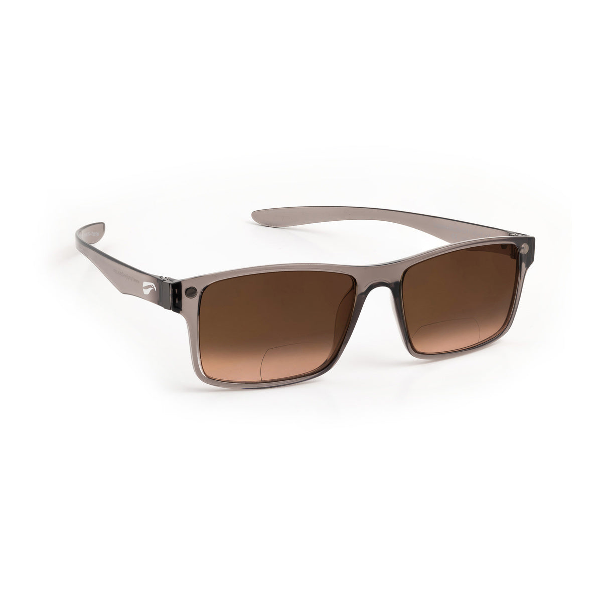 Flying Eyes Luzon non-prescription bifocal glasses, translucent-gray frame with gradient-copper lenses
