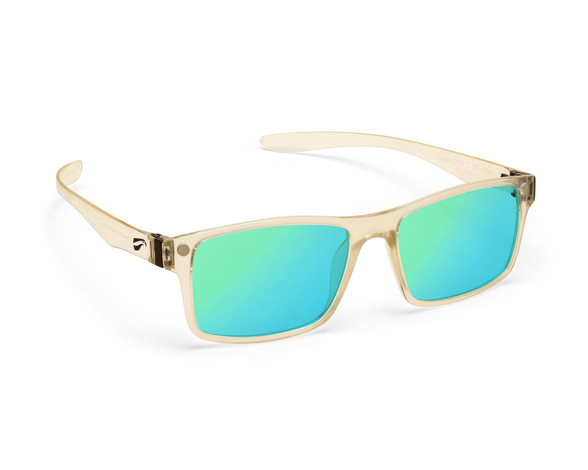 Flying Eyes Luzon Clear aviation eyewear with mirrored emerald lenses, manufacturer product view