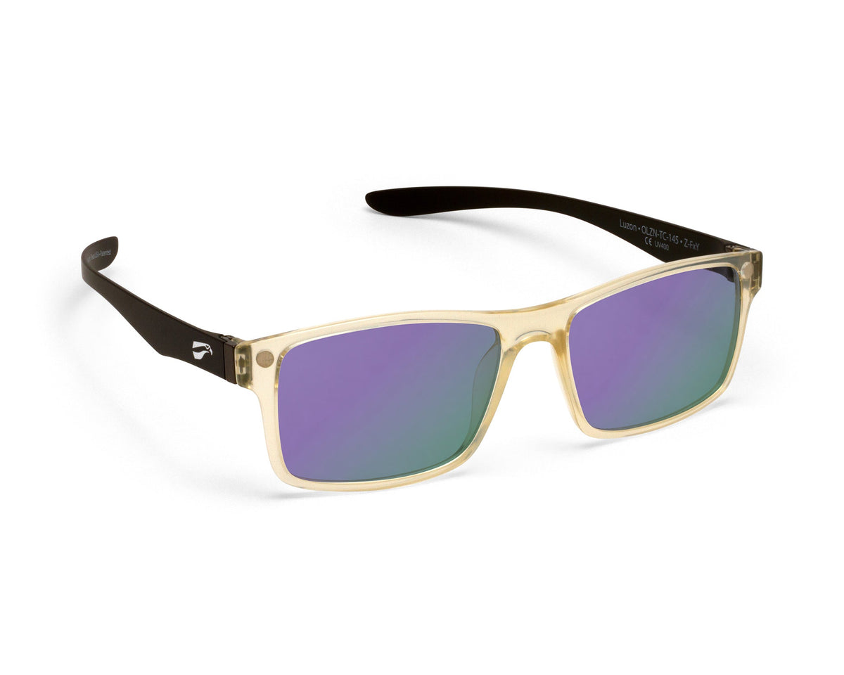 Flying Eyes Luzon Black Tie aviation eyewear with mirrored amethyst lenses, manufacturer product view
