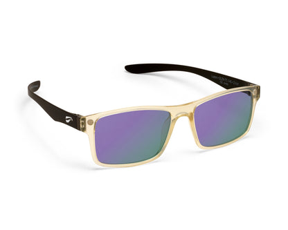 Flying Eyes Luzon Black Tie aviation eyewear with mirrored amethyst lenses, manufacturer product view