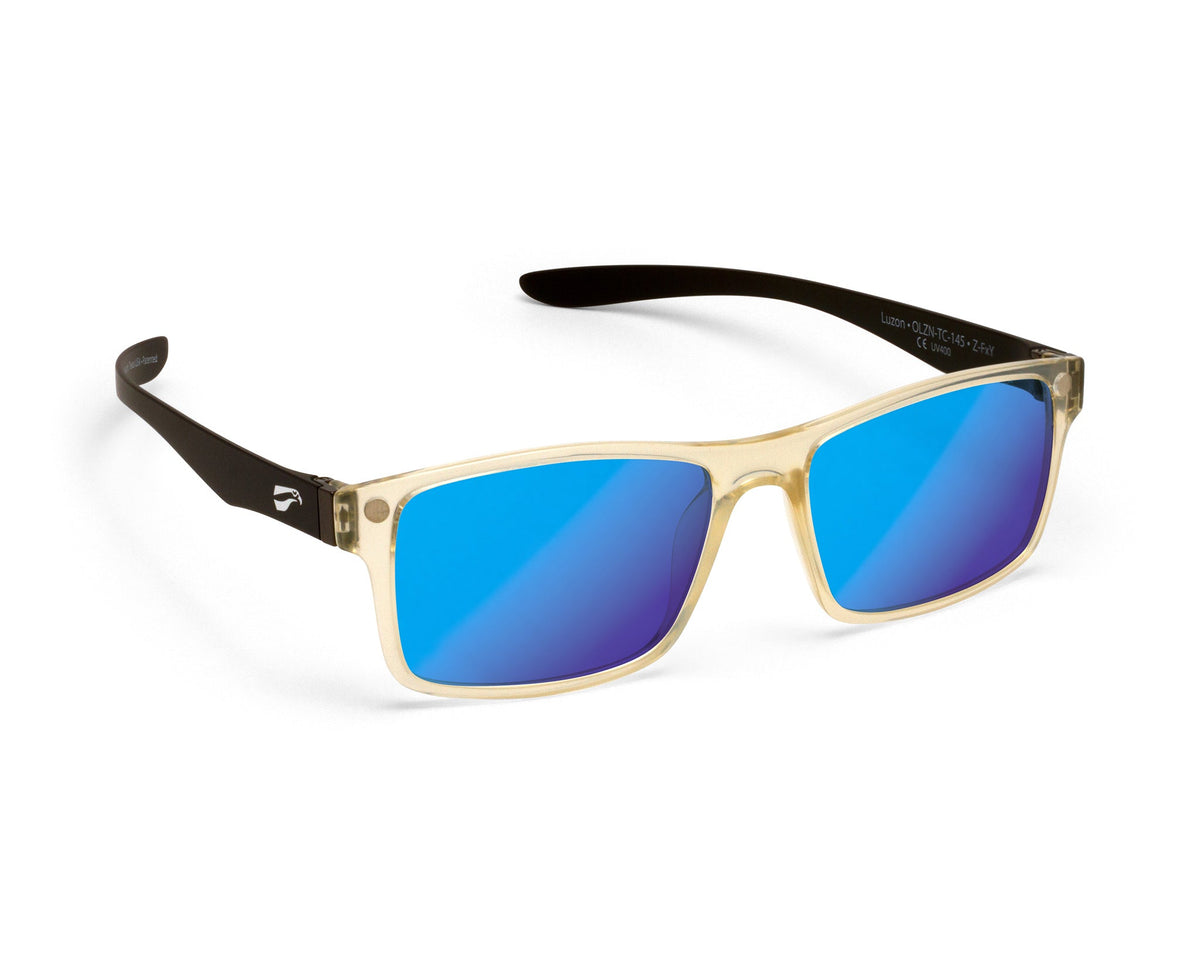 Flying Eyes Luzon Black Tie aviation eyewear with mirrored sunset lenses, manufacturer product view