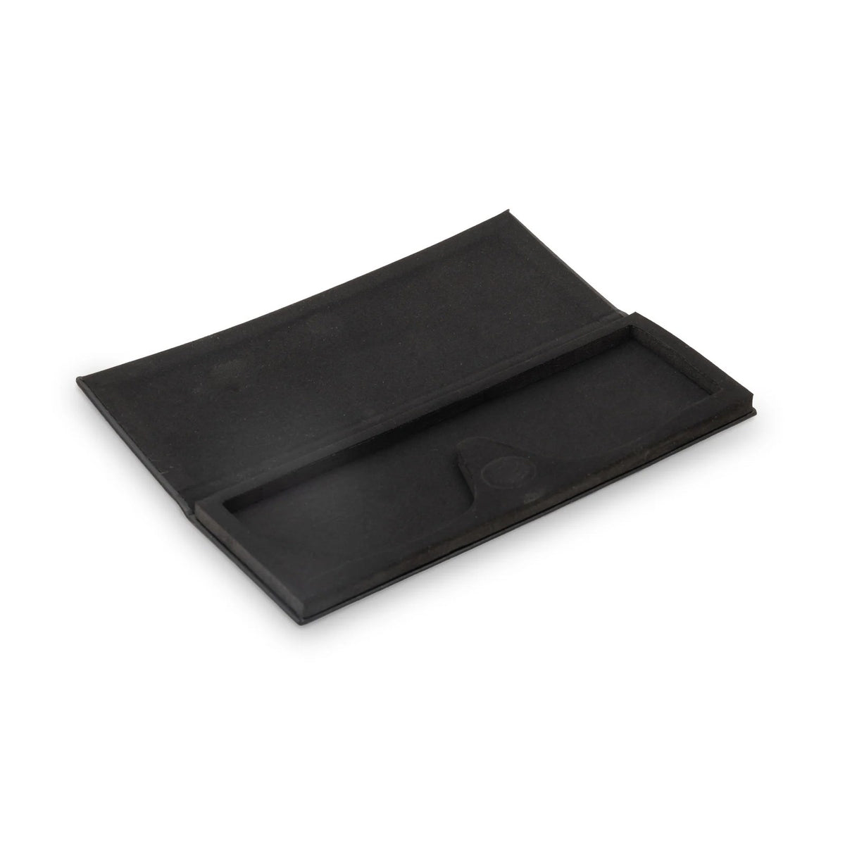 Flying Eyes magnetic clip-on lens case opened to show its slim protective interior