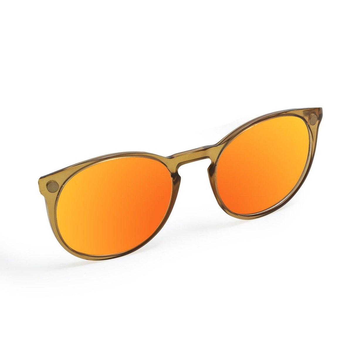 Flying Eyes Ninox magnetic clip-on sunglasses, narrow honey brown mirrored ember