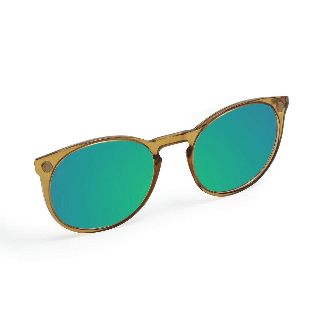 Flying Eyes Ninox magnetic clip-on sunglasses, narrow honey brown mirrored jade