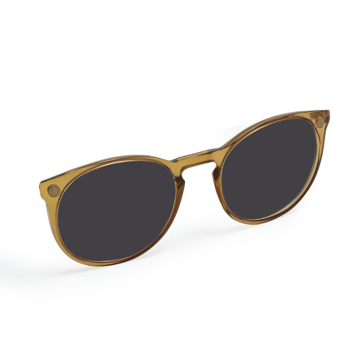 Flying Eyes Ninox magnetic clip-on sunglasses, narrow honey brown polarized solid gray