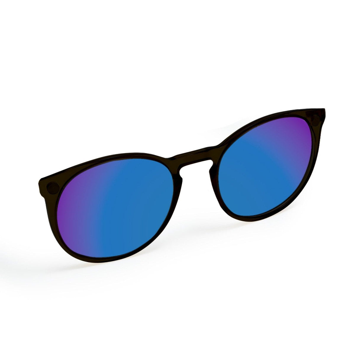 Flying Eyes Ninox magnetic clip-on sunglasses, narrow matte black mirrored cobalt