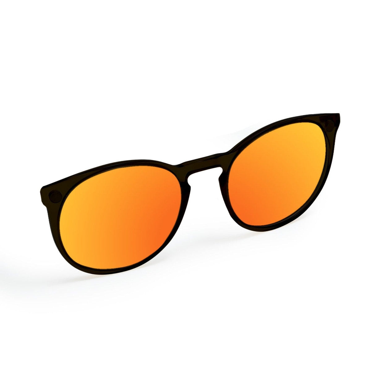 Flying Eyes Ninox magnetic clip-on sunglasses, narrow matte black mirrored ember