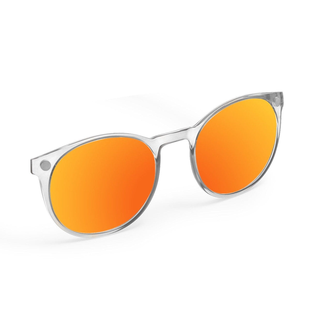 Flying Eyes Ninox magnetic clip-on sunglasses, standard clear black tie mirrored ember