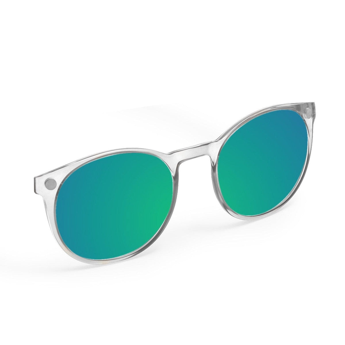 Flying Eyes Ninox magnetic clip-on sunglasses, standard clear black tie mirrored jade