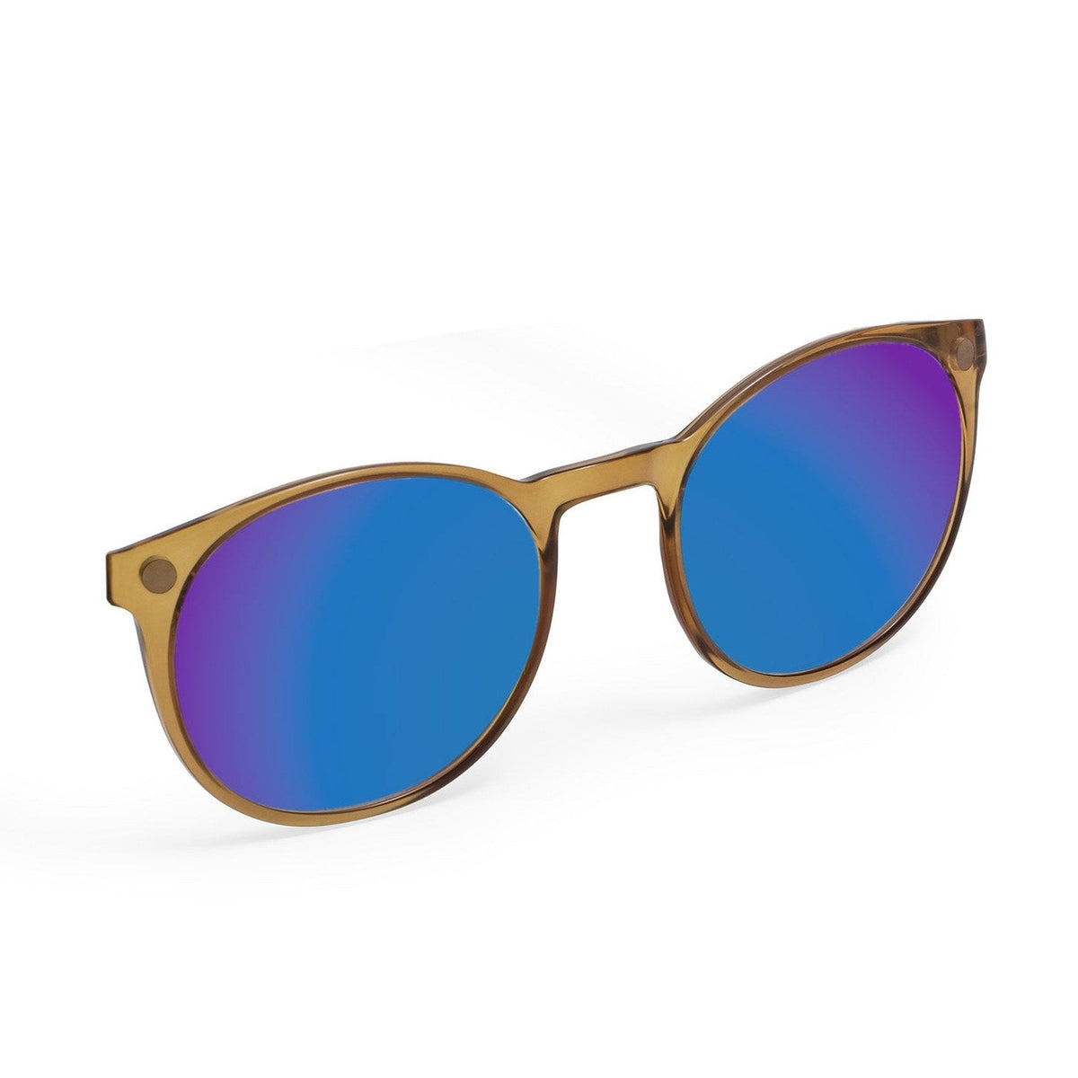 Flying Eyes Ninox magnetic clip-on sunglasses, standard honey brown mirrored cobalt