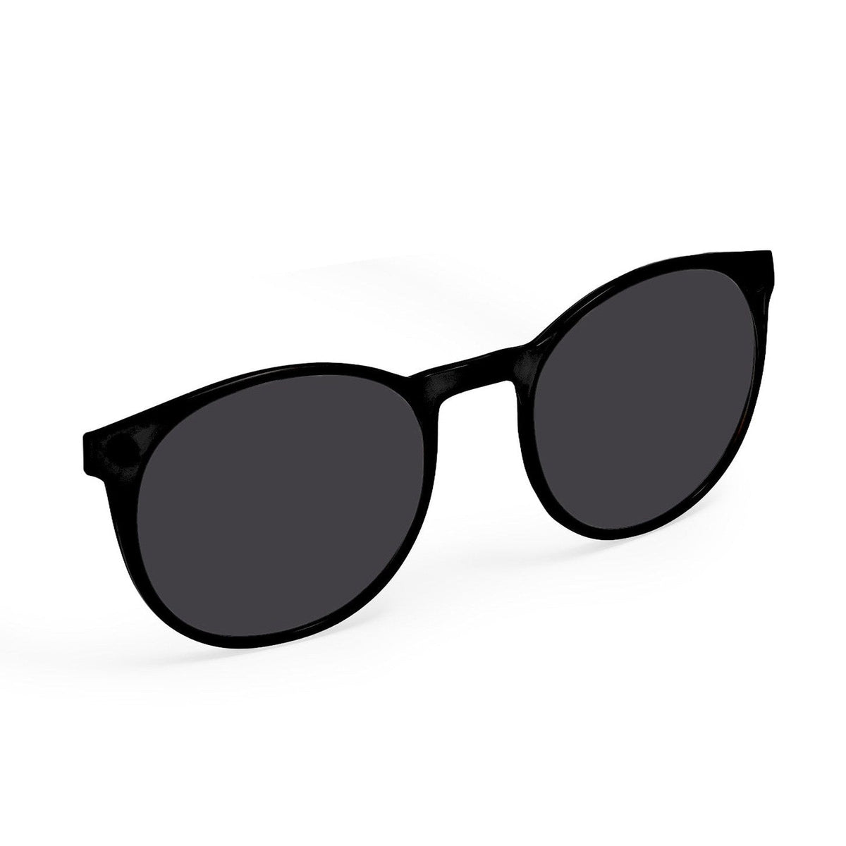 Flying Eyes Ninox magnetic clip-on sunglasses, standard matte black polarized solid gray