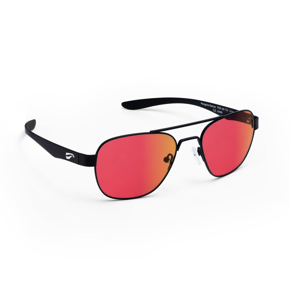 flying eyes peregrine titanium narrow matte black mirrored sunset