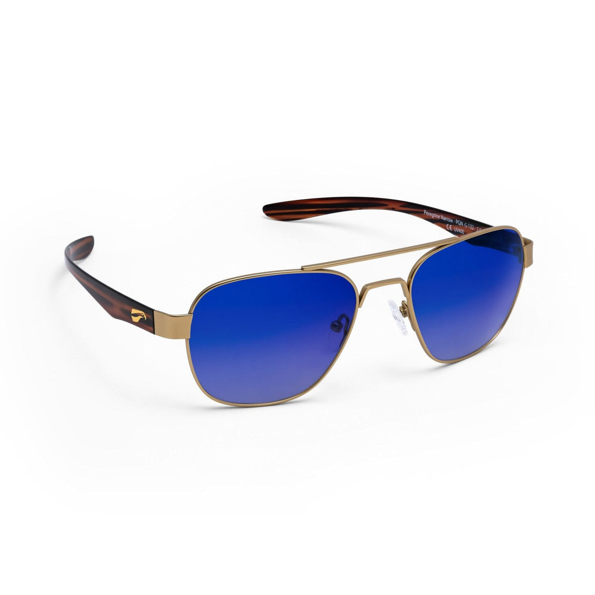 flying eyes peregrine titanium narrow matte gold gradient mirrored sapphire