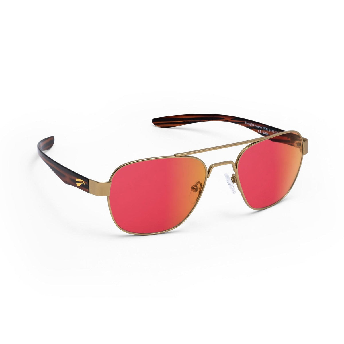 flying eyes peregrine titanium narrow matte gold mirrored sunset